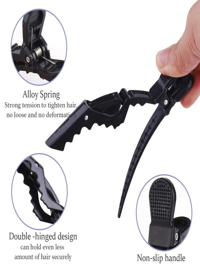 GLAMFIELDS 12 pcs Black Alligator Hair Clips for Women Styling Sectioning Salon, Professional Durable Non-slip Plastic Grip Clip for Hair Cutting Wide Teeth & Double-Hinged Design - Image 2